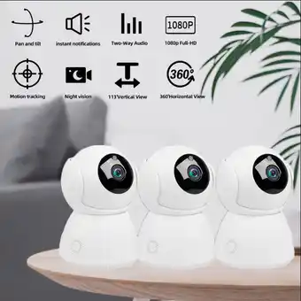 Falabella Cámara Seguridad Wifi x 3 Panorámica 360 Infrarroja oferta