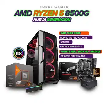 Falabella TORRE GAMER RYZEN 5 8500G/ 16GB RAM 1TB SSD/ A620 /CHASIS 4 FANS /600W 80+BRONCE oferta