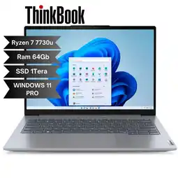 Falabella THINKBOOK INTEL RYZEN 7 7730U - Ram 64GB DDR4 - 1Tera SSD - WIN 11 PRO 14 - RJ45 oferta