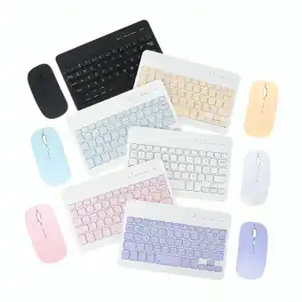 Falabella Teclado Bluetooth Recargable Mouse Keyboard Color Pastel Kit oferta