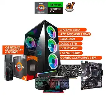 Falabella PC Gamer Ryzen 5 5500 RTX 3050 6GB 24GB RAM 1.5TB + OBSEQUIO Regulador 6 tomas oferta