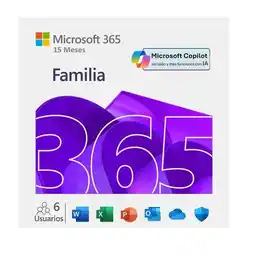 Falabella Office 365 Familia 15 Meses 6 Usuarios 30 Dispositivos PIN oferta