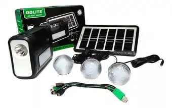 Falabella Kit Panel Solar Recargable + 3 Bombillos Parlante Bluetooth oferta