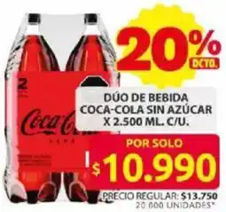 Ara Coca-cola sin azúcar dúo de bebida oferta