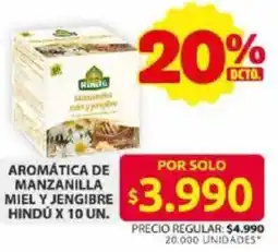 Ara Hindú aromática de manzanilla miel y jengibre oferta