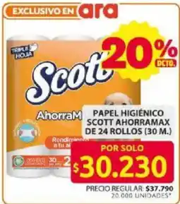 Ara Scott papel higiénico ahorramax oferta