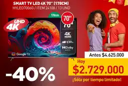Electrojaponesa Smart tv led 4k 70" oferta