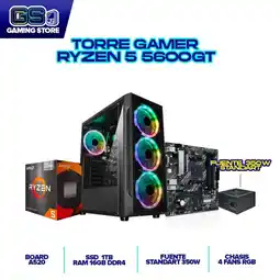 Falabella PC GAMER RYZEN 5 5600GT RAM 16GB DDR4 SSD 1TB M.2 BOARD A520M CHASIS 4FANS RGB oferta