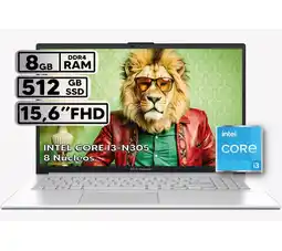 Falabella PORTÁTIL INTEL CORE I3-N305 8GB RAM 512GB SSD PANTALLA 15.6” FHD COOL SILVER oferta