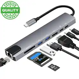Falabella Hub Multipuerto Tipo Usb- C 8 En 1 Adaptador Multipuerto Rj45 oferta