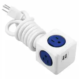 Falabella Multitoma 1.5metros Powercube Original 4 Tomas + 2 Puertos Usb Azul oferta