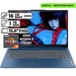 Falabella PORTÁTIL SLIM 3 15AMN8 AMD RYZEN 5 7520U 16GB RAM 1TB SSD 15.6 FHD ABYSS BLUE oferta