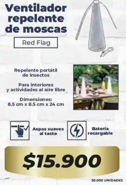 Tiendas D1 Red flag ventilador repelente de moscas oferta