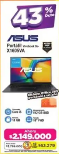 Alkomprar Asus portátil vivobook go X1605VA oferta