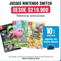 Alkosto Juegos nintendo switch oferta