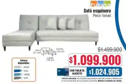 Alkosto Tukasa sofá esquinero pekín velvet oferta
