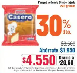 Alkosto Ponqué redondo bimbo tajado oferta