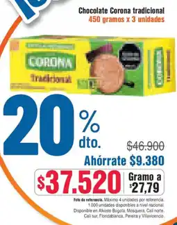 Alkosto Chocolate corona tradicional oferta