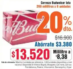 Alkosto Cerveza budweiser lata oferta