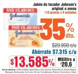 Alkosto Jabón de tocador johnson's original o avena oferta