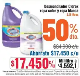 Alkosto Desmanchador clorox ropa color y ropa blanca oferta