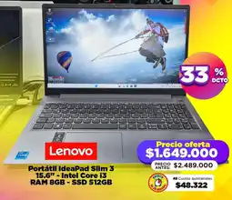 Alkomprar Lenovo portátil ideapad slim 3 15.6" oferta