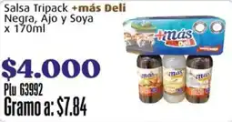 La Gran Colombia +más deli salsa tripack negra, ajo y soya oferta