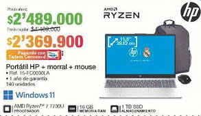 Jumbo Hp portátil + morral + mouse oferta