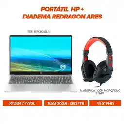 Falabella Portátil Ryzen 7 7730U RAM 20GB SSD 1TB 15.6” FHD + Diadema Redragon Ares con Micrófono oferta