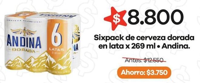Surtimax Andina sixpack de cerveza dorada oferta