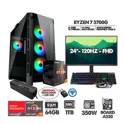 Falabella PC RYZEN 7 5700G+ MONITOR 24 FHD 120HZ+ RAM 64GB+ SSD 1TB+ REGULADOR+ USB WIFI oferta