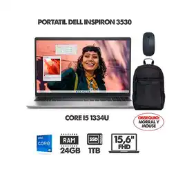Falabella PORTATIL INSPIRON 3530 CI5 1334U 15.6 FHD- RAM 24GB DDR4- SSD 1TB + MORRAL Y MOUSE oferta