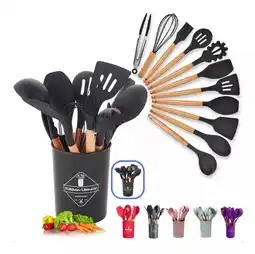 Falabella Set 12 Utensilios De Cocina Silicona Resistente Calor negro oferta