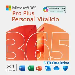 Falabella Office 365 Personal Pro Plus, Vitalicio, 5 Dispositivos, 5 TB OneDrive oferta