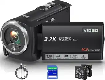 Falabella Cámara de video 27K 50MP 16X Zoom digital Vlogging 32GB dos baterías oferta