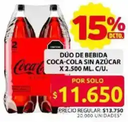 Ara Coca-cola dúo de bebida sin azúcar oferta