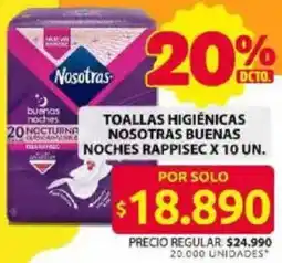 Ara Nosotras toallas higiénicas buenas noches rappisec oferta
