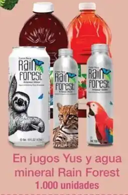 Jumbo Rain forest en jugos yus y agua mineral oferta
