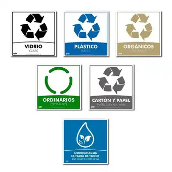 Falabella Kitx6 Ecológico de Señalización de Separación de Residuos 5 Referencias oferta