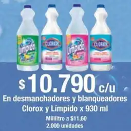Jumbo Clorox y límpido en desmanchadores y blanqueadores oferta