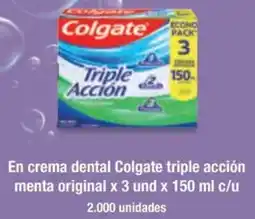 Jumbo Colgate en crema dental triple acción menta original oferta