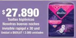 Jumbo Nosotras toallas higiénicas buenas noches invisible rapigel oferta