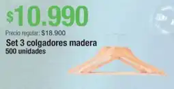 Jumbo Set 3 colgadores madera oferta