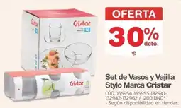 Makro Cristar set de vasos y vajilla stylo marca oferta