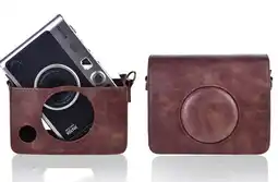 Falabella Estuche Para Instax Mini Evo De Cuero con Correa Cafe oscuro oferta