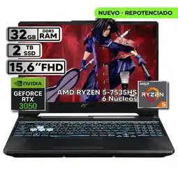 Falabella PORTÁTIL GAMER RYZEN 5 7535HS 32GB RAM 2TB SSD RTX 3050 4GB 15,6 FHD BLACK oferta
