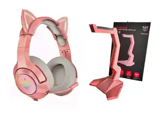 Falabella Diadema Gamer Onikuma K9 Rosa Rgb + Base Soporte Rosa oferta