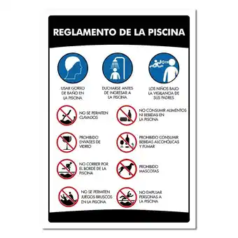 Falabella Señal Reglamento Para Piscina 100X70cm Poliestireno Calibre 60 oferta