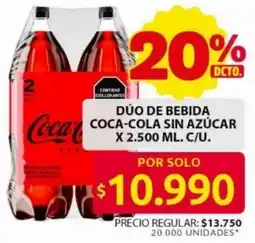 Ara Coca-cola dúo de bebida sin azúcar oferta