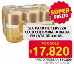 Ara Six-pack de cerveza club colombia dorada en lata oferta